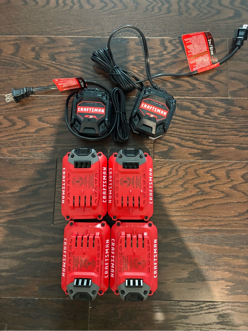 4 Pack 20V GENUINE Craftsman V20 2.0Ah Li-ion Battery CMCB204 CMCB205 2 Chargers